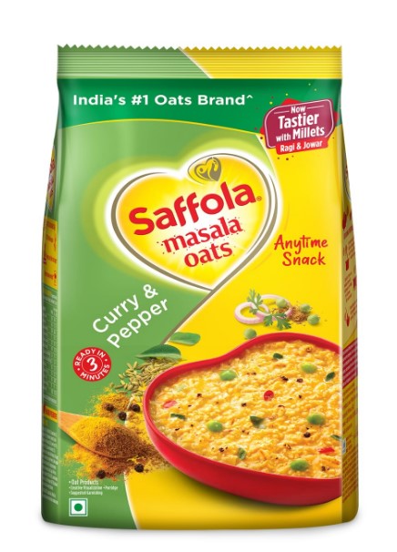 Saffola Masala Oats | Anytime Snack | Healthy Snack| Curry&Pepper| 500g