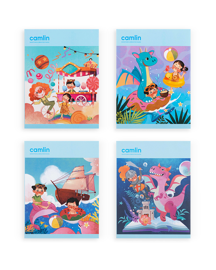 Camlin  A5  Notebook  -  Medium  Square  Ruling Pack  of  4  notebooks with  pin  binding