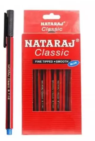 Nataraj Classic Pen - Fine Tipped, For Smooth Writing, Blue, 20 pcs