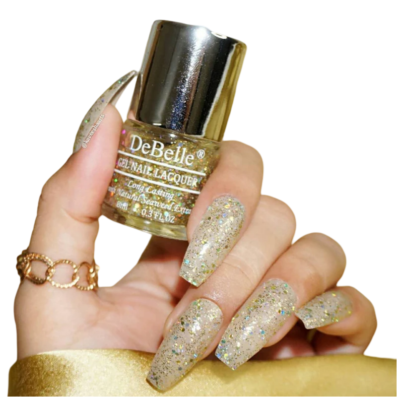 DEBELLE GEL NAIL LACQUER GALAXIA - (CHUNKY HOLOGRAPHIC GLITTER NAIL POLISH), 8ML