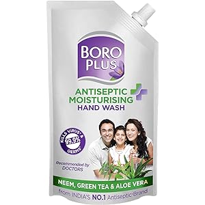 BOROPLUS Antiseptic + Moisturising Hand Wash - Neem, Green Tea & Aloe Vera 190ml+190ml