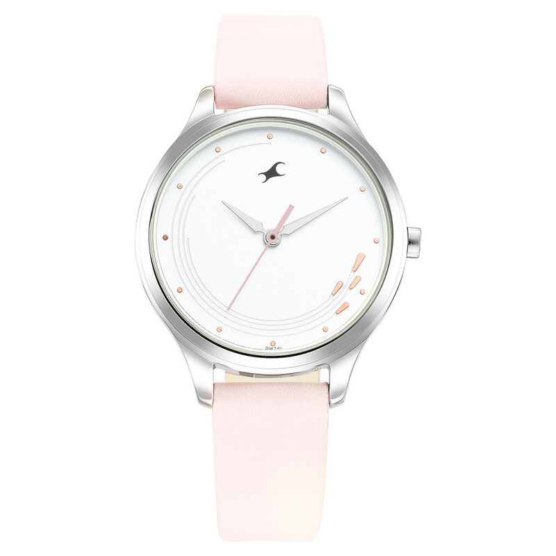 Fastrack Stunners Quartz Analog White Dial Leather Strap Watch for Girls