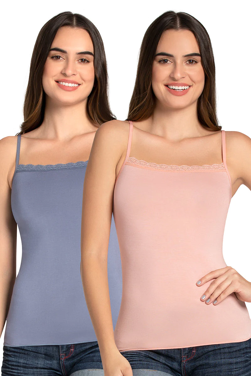 Amante  Modal Lace Camisole (Pack of 2) - Temp_Imp Pink