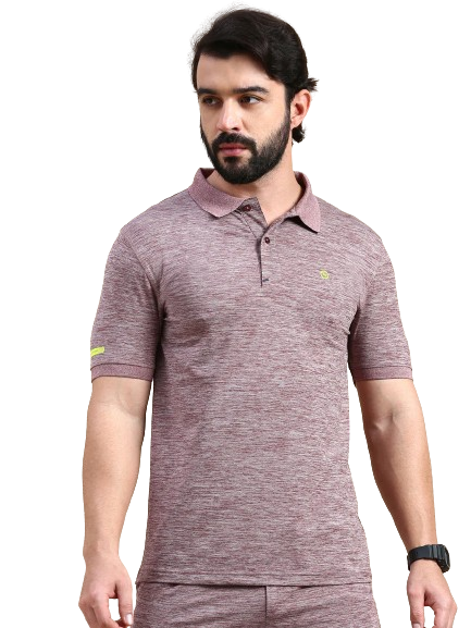 Classic Polo Men's Polo Neck Polyester Brown Slim Fit Active Wear T-Shirt