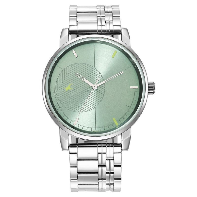 Fastrack Stunners Quartz Analog Green Dial Metal Strap Watch for Guys