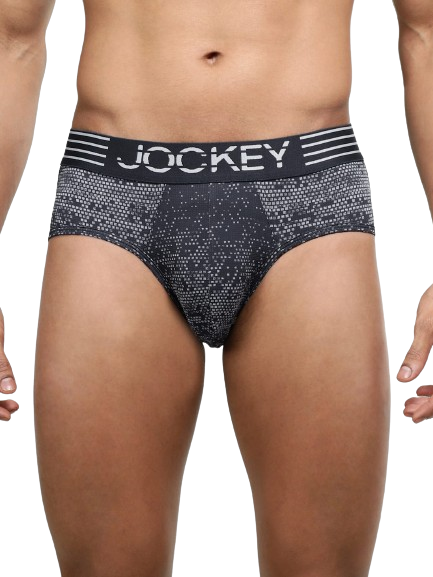 Jockey Men's Microfiber Mesh Elastane Stretch Printed Brief with Breathable Mesh and Stay Dry Technology - True Navy