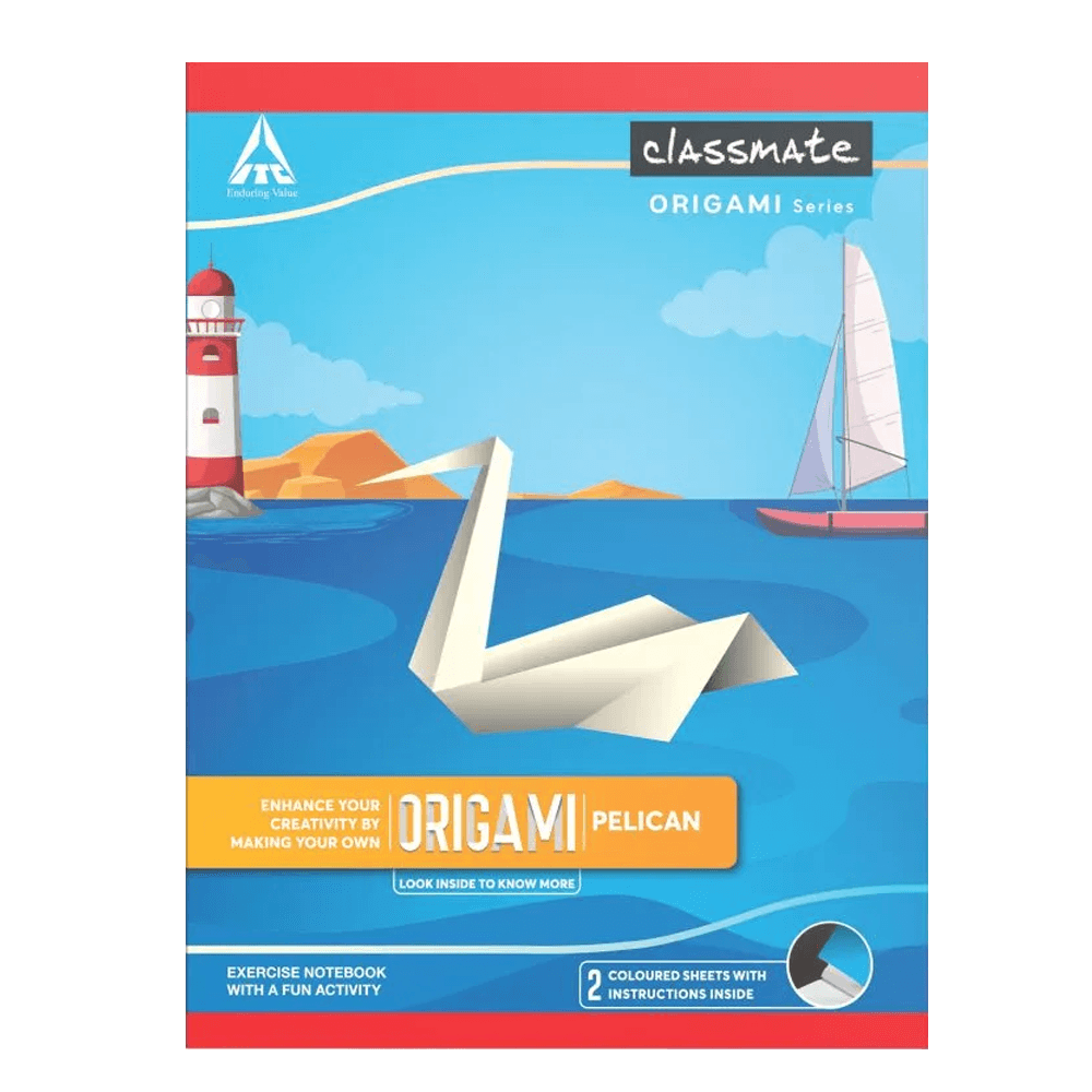 Classmate Origami, Soft Cover Note Book for students, 24 cm x 18 cm, Single Line, 172 Pages