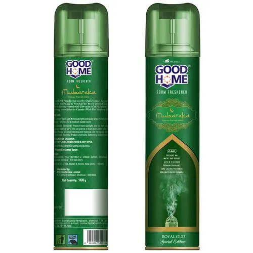 Good Home Room Freshener Spray Mubaraka Freshens Air Premium Fragrance Long Lasting Freshness, 140 g