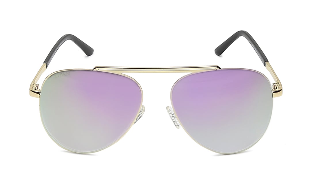 TITAN Gold Aviator Women Sunglasses (GM326PR2F|58)
