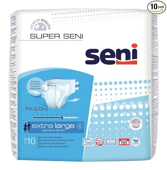 Seni Breathable Adult Diapers - 10 Pieces (Extra Large)