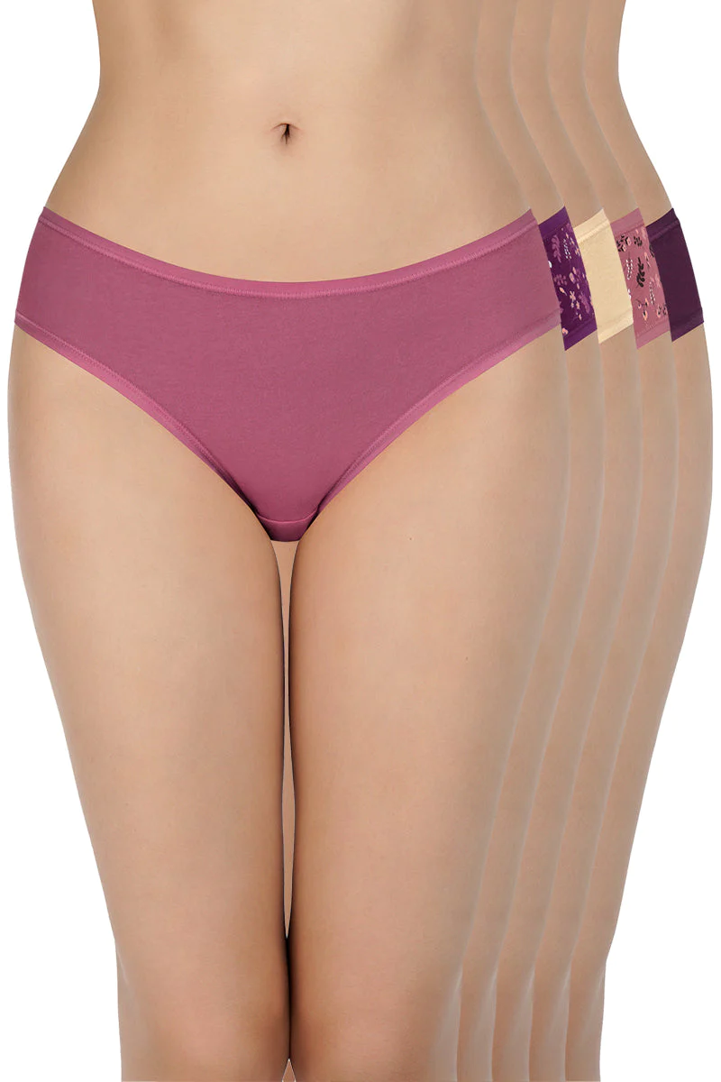 Amante  Low Rise Assorted Bikini Panties (Pack of 5)-C500