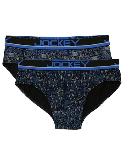 Jockey Boy's Super Combed Cotton Elastane Stretch Printed Brief with Ultrasoft Waistband - Assorted Color & Prints(Pack of 2)