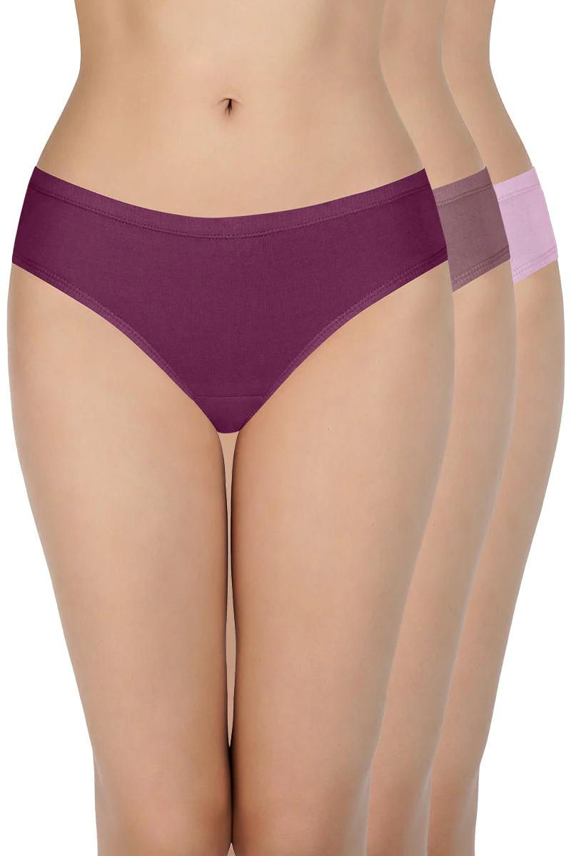 every de  100% Cotton Bikini Panty Pack (Pack of 3) - D003 - Solid