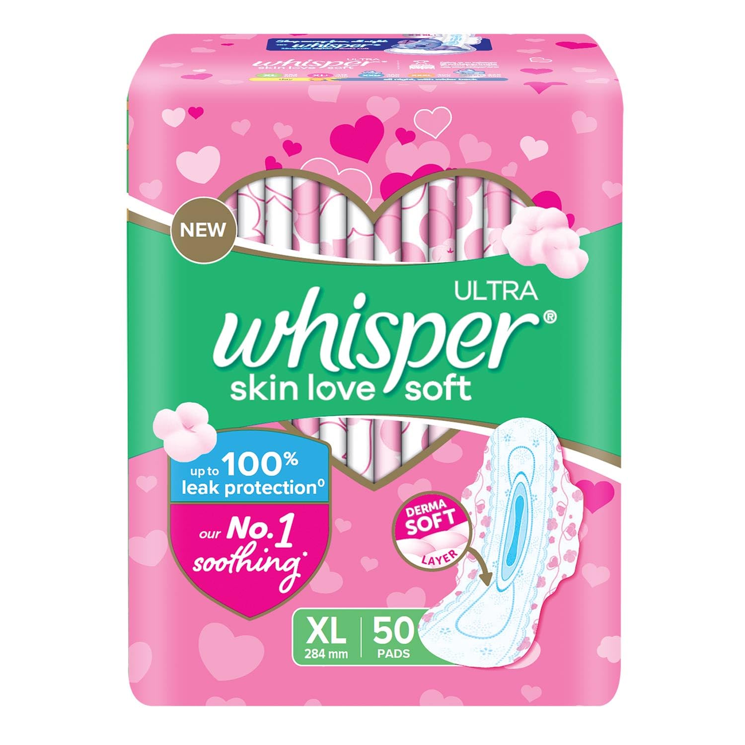 Whisper Ultra Soft XL Sanitary Pads - 50 Count