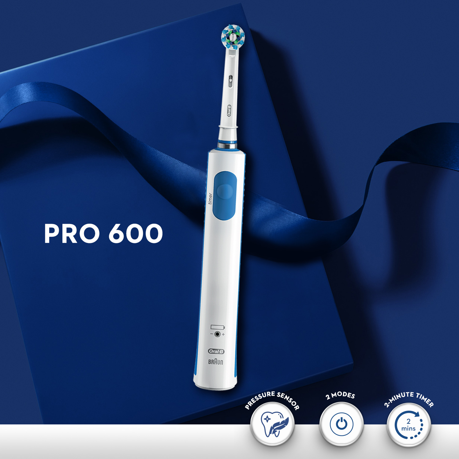 Oral-B Pro 600 Electric Toothbrush with Cross Action Bristles_Rechargeable