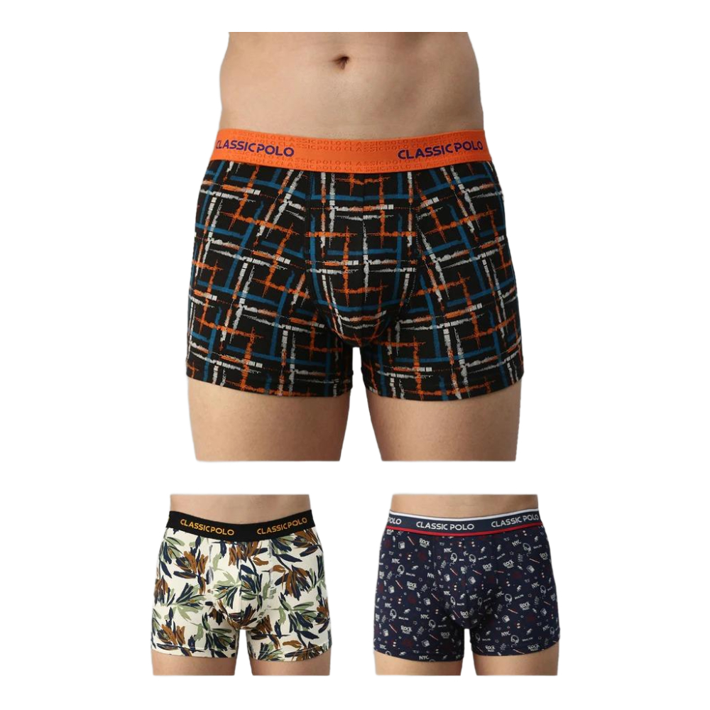 Classic Polo Men's Modal Printed Trunks | Glance - Multicolor (Pack Of 3)