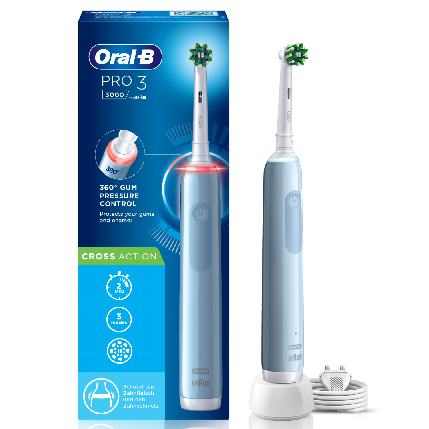 Oral B Pro 3 Electric Toothbrush 3 modes with Triple pressure control replaceable brush head included
