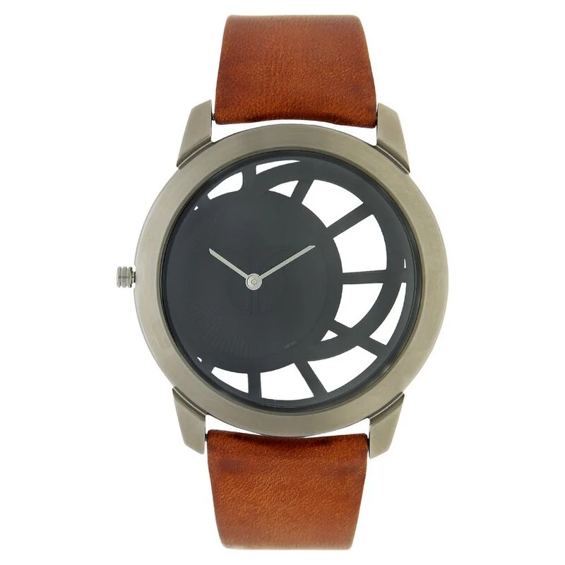 Titan Quartz Analog Black Dial Leather Strap Watch for Men