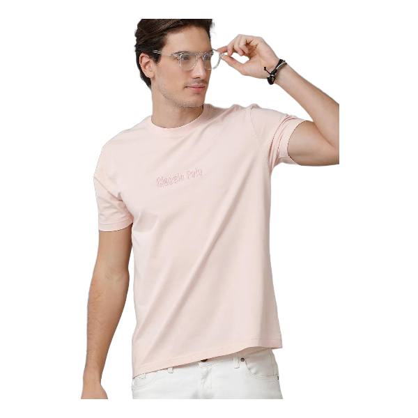 Classic Polo Men's Cotton Half Sleeve Solid Slim Fit Round Neck Pink Color T-Shirt | Baleno - 507 A