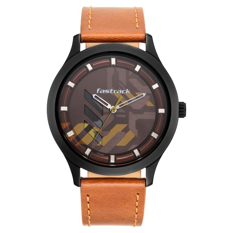 Fastrack Gamify Quartz Analog Brown Dial Leather Strap Watch for Guys