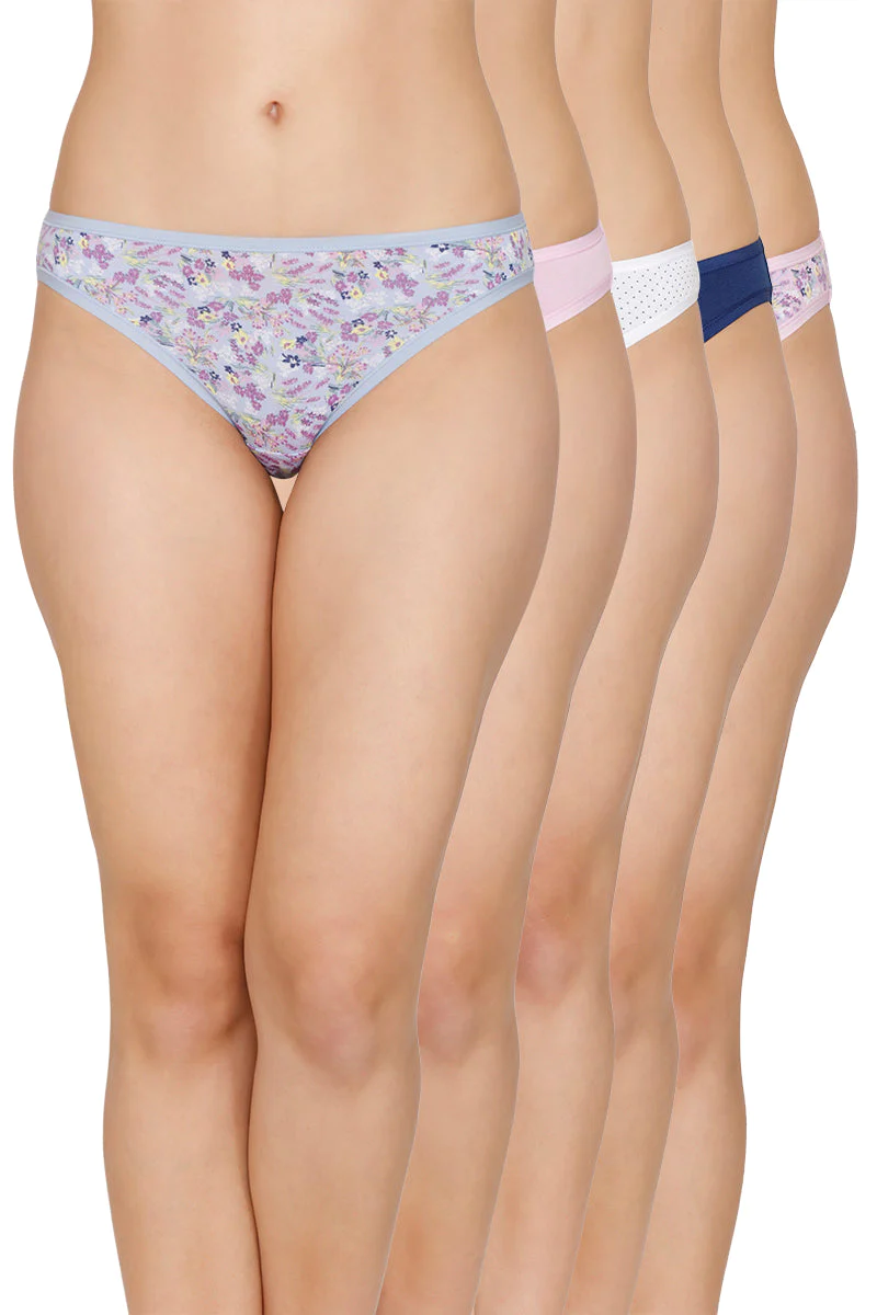 Amante every de  Assorted Low Rise Bikini Panty (Pack of 5) - Floral Garden Op2-5