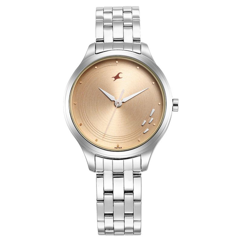 Fastrack Stunners Quartz Analog Rose Gold Dial Stainless Steel Strap Watch for Girls