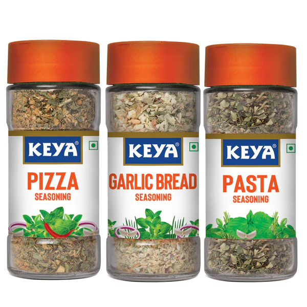Keya Seasoning Combo| Keya Garlic Bread Seasoning 50g, Keya Pasta Seasoning 45g, Keya Pizza Seasoning