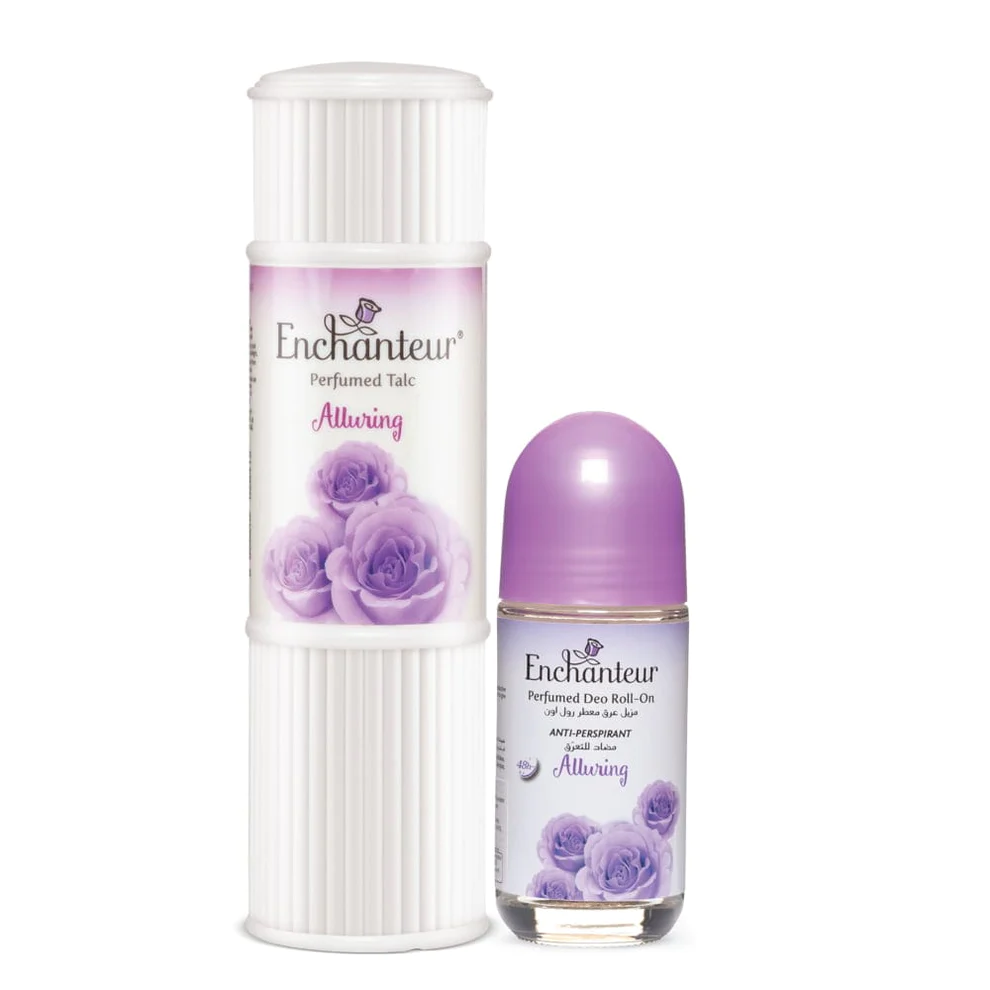 Enchanteur Alluring Perfumed Body Talc 125gms & Alluring Roll-On Deodorant 50ml