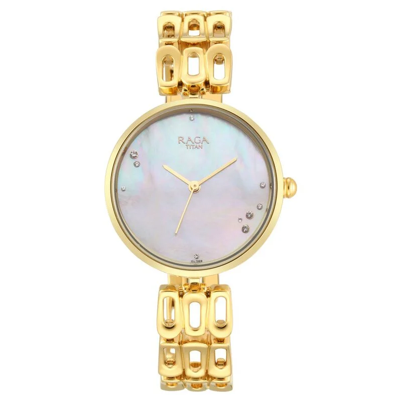 Titan Raga Chic Mother Of Pearl Dial Women Watch With Metal Strap