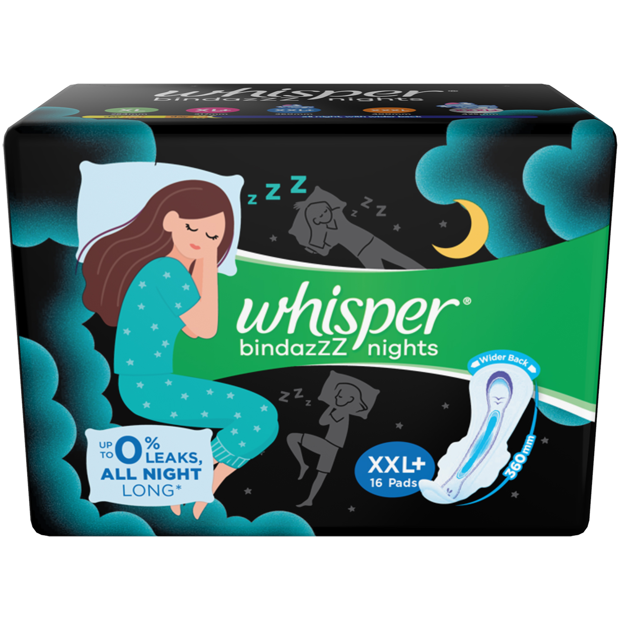 Whisper Ultra Nights XXL+ Sanitary Pads - 16 Count
