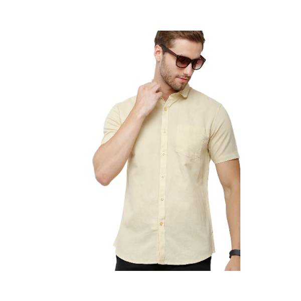 Classic Polo Mens Cotton Solid Milano Fit Half Sleeve Khaki Colour Woven Shirt - Mica Khaki HS