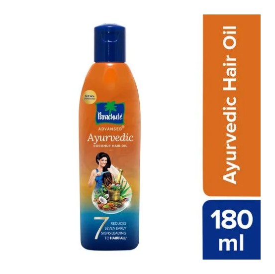 Parachute Advansed Ayurvedic Coconut Hair Oil - 7 Major Hair Problem, Ayurvedic Proprietary Medicine, 180 ml