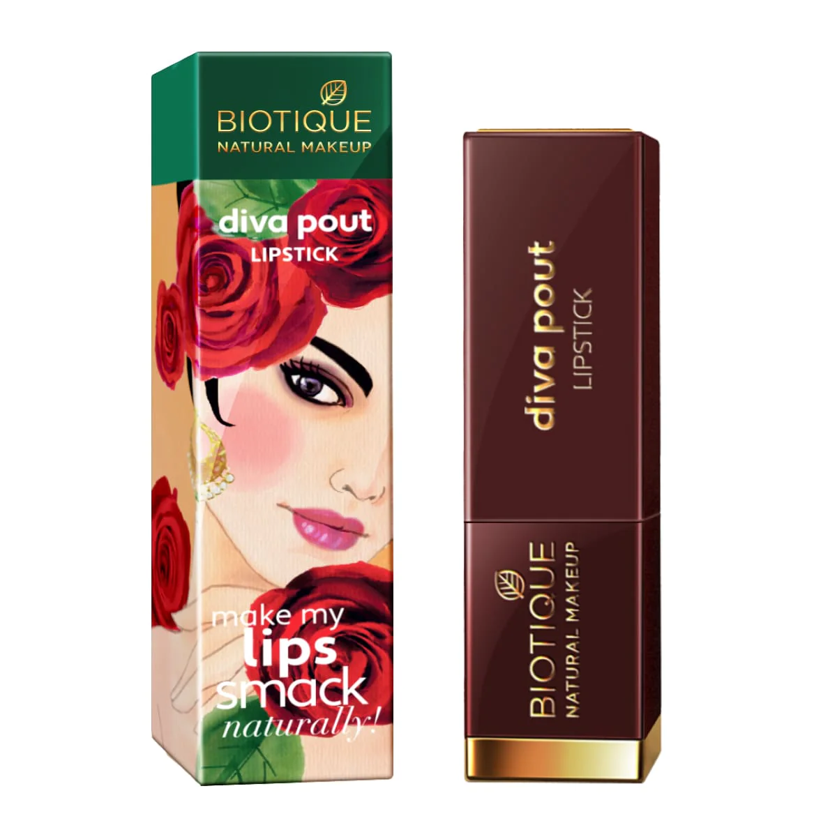 Biotique Natural Makeup Diva Pout Lipstick, Color Me Pink, 4g