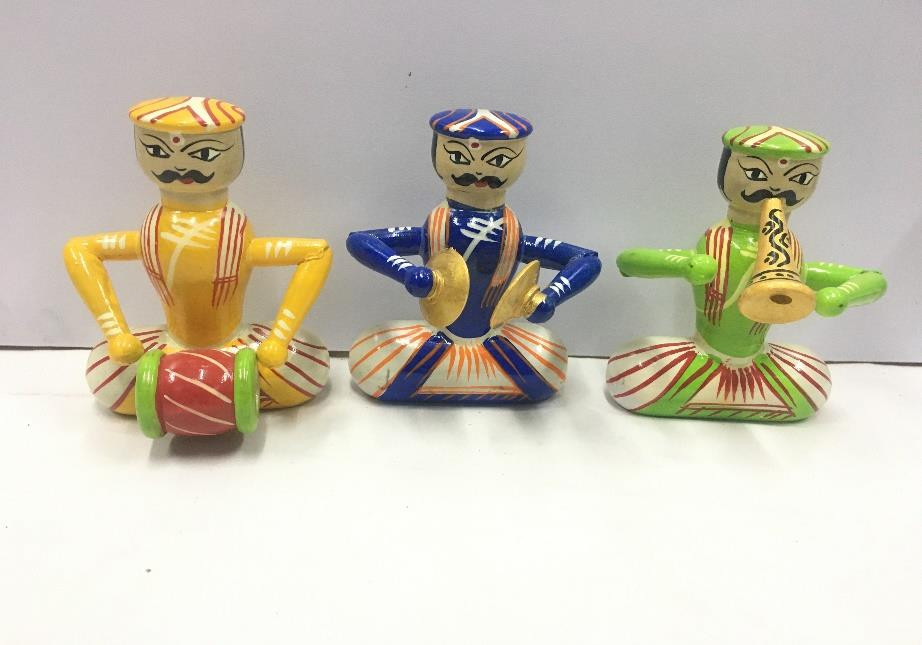Wooden Karnataka music set Dolls  (Height – 13 cm ) -  Shree Channapatna Toys