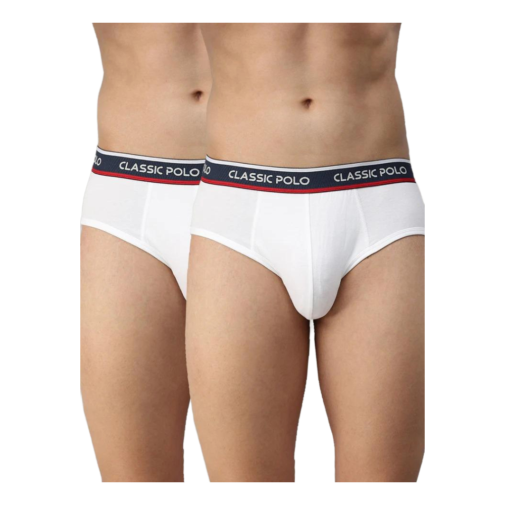 Classic Polo Men's Modal Solid Briefs | Scarce - White (Pack Of 2)