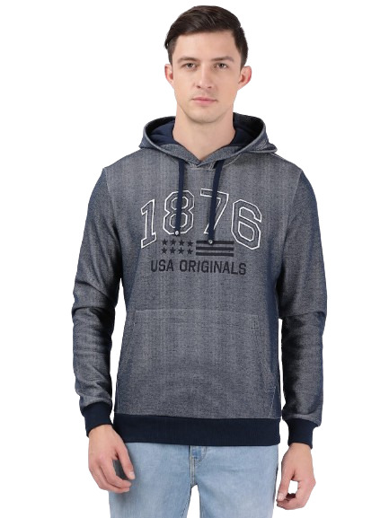 Jockey Men's Super Combed Cotton Rich Printed Hoodie Sweatshirt with Ribbed Cuffs and Side Pockets