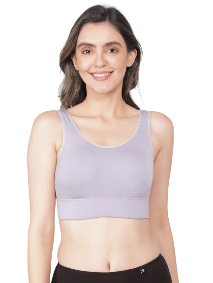 Jockey Women's Wirefree Padded Tencel Lyocell Elastane Full Coverage Lounge Bra with Stay Fresh Properties and Removable Pads - Minimal Grey