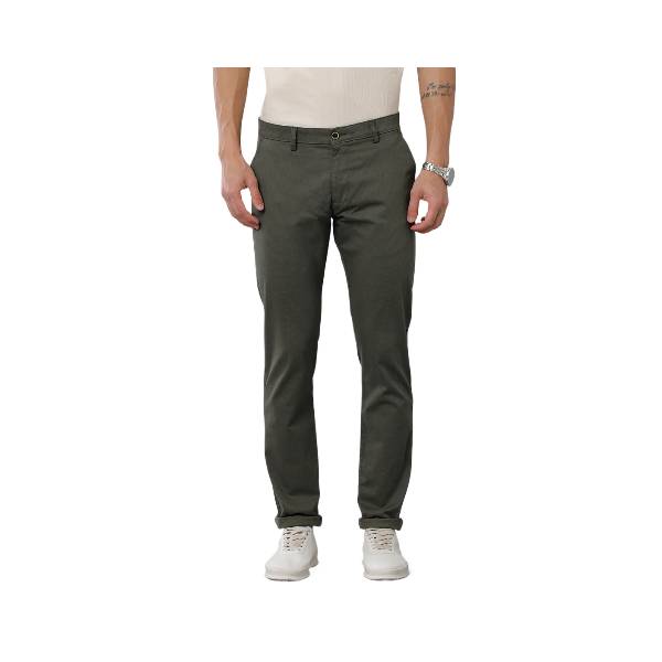 Classic Polo Men's 100% Cotton Moderate Fit Solid Olive Color Trouser | TO1-34 B-OLV