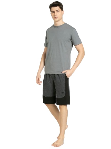 Jockey Men's Super Combed Cotton Rich Regular Fit Solid Shorts with Side Pockets