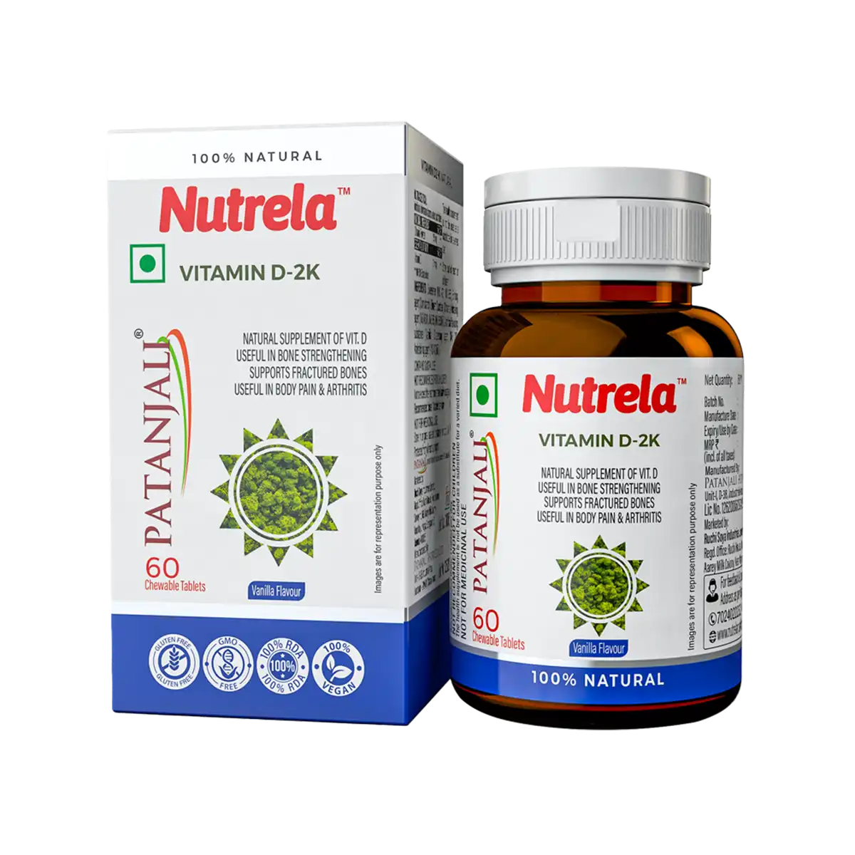 Patanjali Nutrela Vit D2k Natural Tab Vanilla