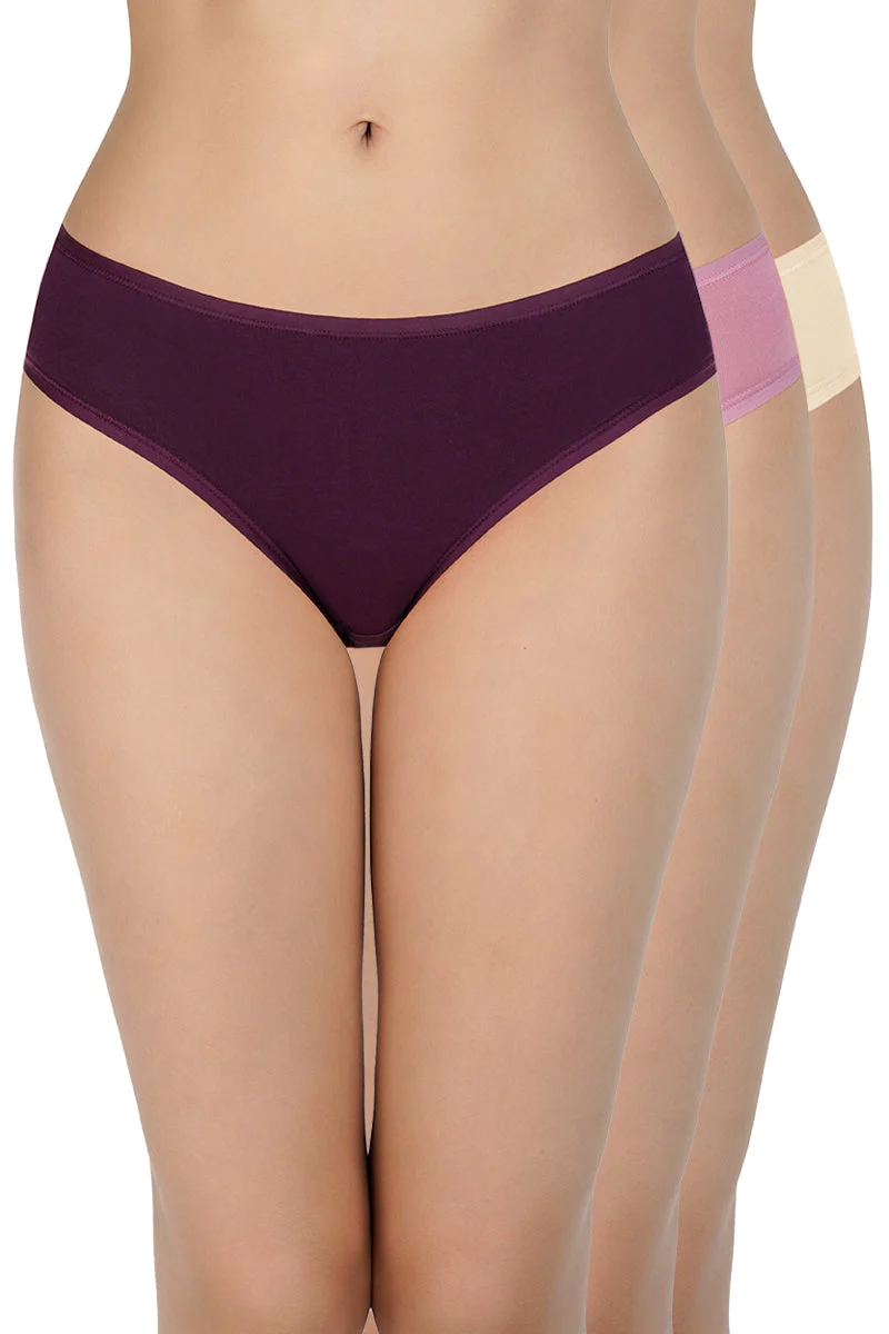 Amante  Solid Low Rise Bikini (Pack of 3)-C384 SOLID