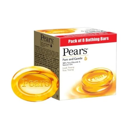 Pears Pure & Gentle Glycerin & Natural Oils Soap Bar, 125 g (Pack of 8)