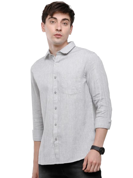 Classic Polo Mens Grey Linen Cotton Woven Shirt - Porsh Grey FS