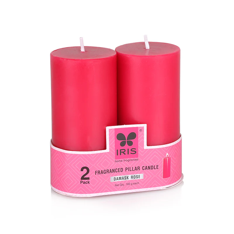 Cycle IRIS Set of 2 Fragranced Pillar Candle - Damask Rose 120gm