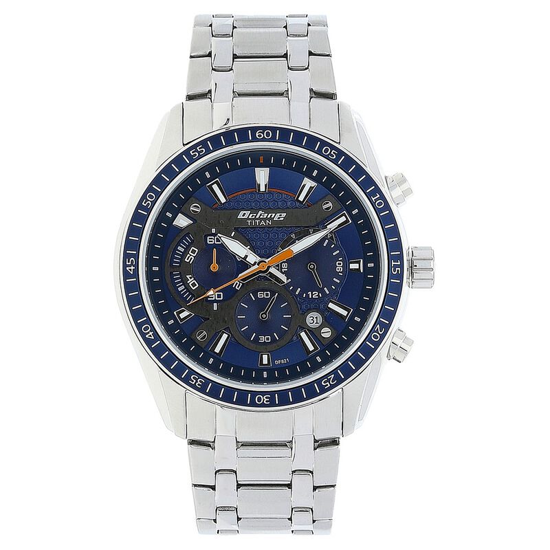 Titan Quartz Chronograph Blue Dial Stainless Steel Strap Watch for Men