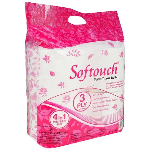 Softouch Toilet Tissue Rolls - 3 Ply, 4 pcs (200 Pulls)