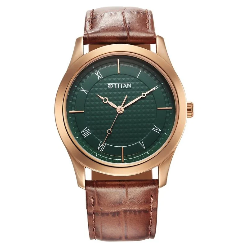 Titan Karishma Green Dial Analog Leather Strap Watch for Men