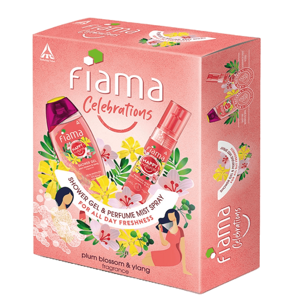 Fiama Combo Pack, Happy Naturals Plum blossom and ylang shower gel 250ml &