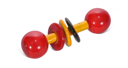 Wooden Dumbbell Rattle Toy for infants, toddlers, kids - Shree Channapatna Toys