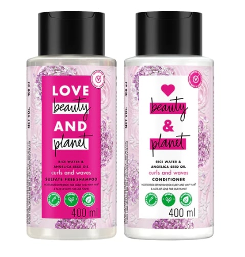 Love Beauty and Planet Rice Water & Angelica Seed Oil Silicone Free Shampoo & Conditioner 400ml